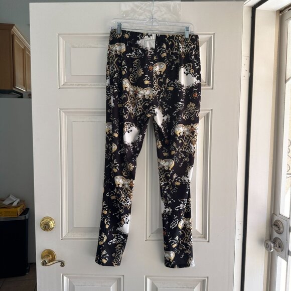 Womens Baroque Print Fashion Pants & Jacket Set Black & Gold Size M - Picture 3 of 5